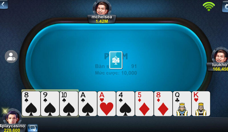 Ví dụ minh hoạ một ván chơi phỏm online thường thấy