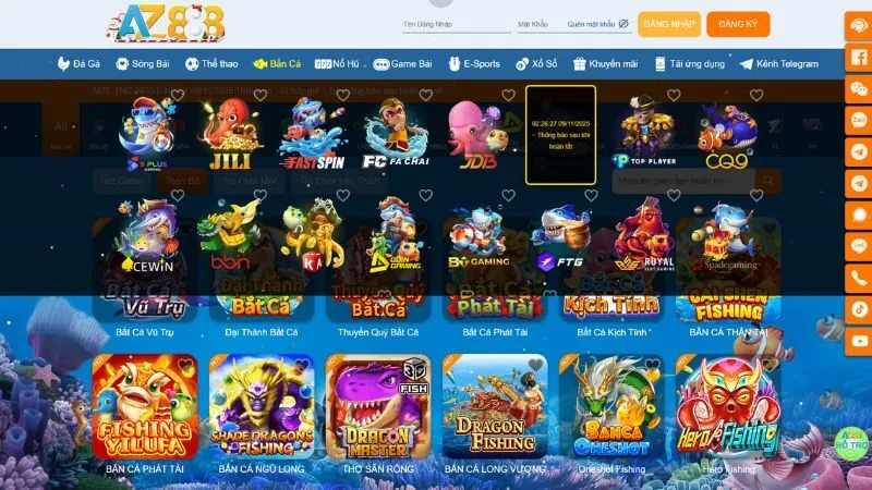 Nhiều sảnh game bắn cá uy tín hợp tác với AZ888