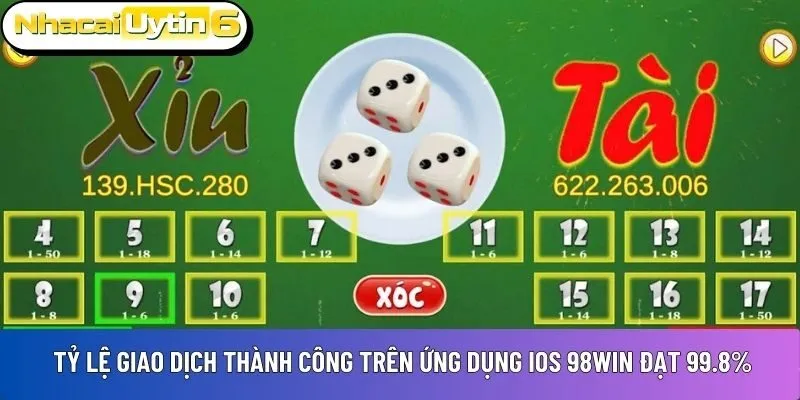 ứng dụng iOS 98Win đạt 99.8%